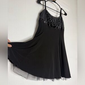 Elegant Black Dress with Polka Dot Detail